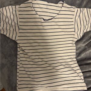 Brandy Melville Cream and Navy Striped Top